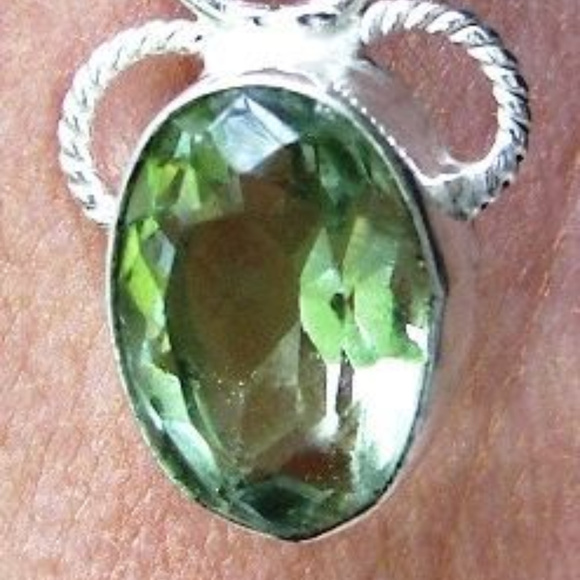 NEW STERLING SILVER GREEN TOPAZ DANGLE EARRINGS HANDCRAFTED - Picture 3 of 4